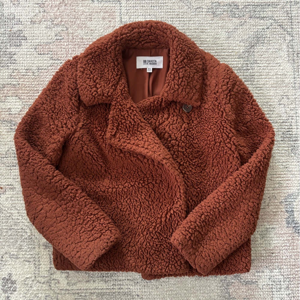 BB Dakota by Steve Madden Rust/Cognac Teddy Jacket SZ XS